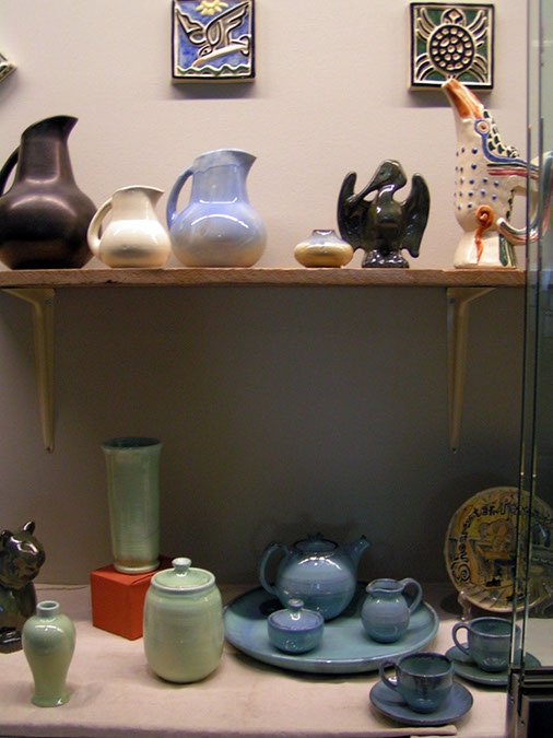 Right Side - Pitchers, Tern Pitcher, Tea Set, and Various